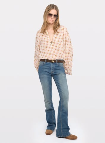 Blouse col tunisien à imprimé fleuri ZADIG&VOLTAIRE Jaune